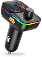 Xo BCC09 bluetooth fm transmitter autós töltő 2 usb+type-c aljzat v5.0, led kép