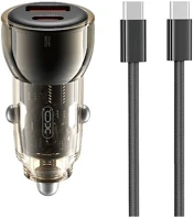 Xo CC60 autós töltő usb+type-c aljzat (60w, pd gyorstöltő + type-c kábel) fekete kép
