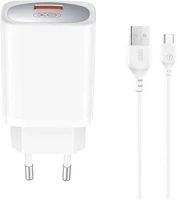 Xo CE19 hálózati töltő usb aljzat (18w, pd gyorstöltő + microusb kábel) fehér kép