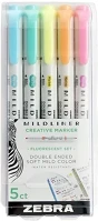 Zebra 07.02725 Szövegkiemelő kétvégű  mildliner fluorescent 1,4-4,0 mm 5 darabos kép
