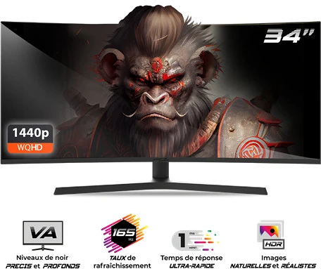 Spirit of gamer VA, 21:9, 3440X1440, 1MS, 165 HZ, 400 CD/M2, 4000:1 nagyítás