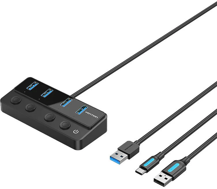 Vention USB 3.0 -> USB 3.0X4+USB-C, 1M, HUB nagyítás